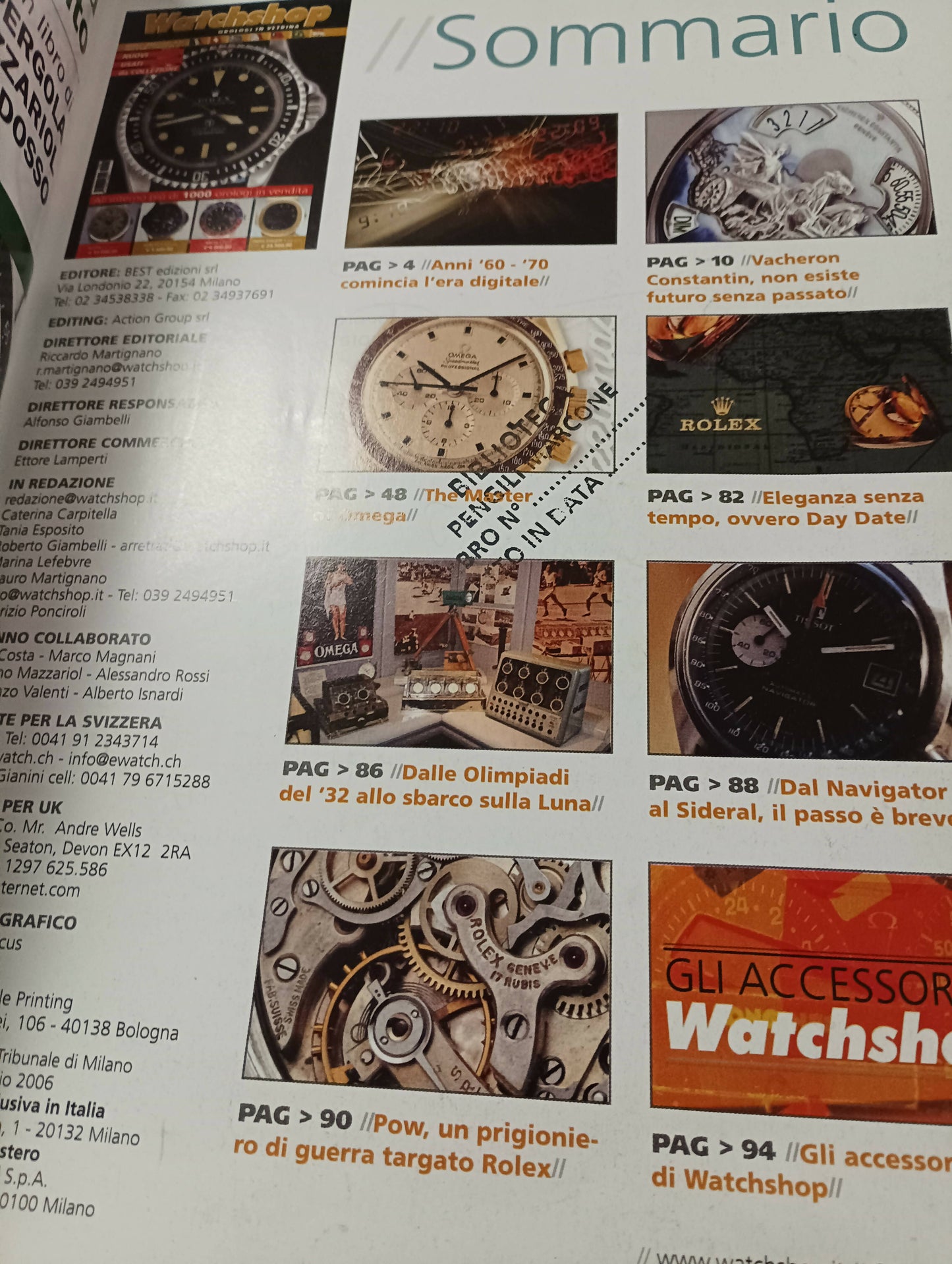 Rivista Watchshop n.8 del gennaio 2007 con 96 pagine .