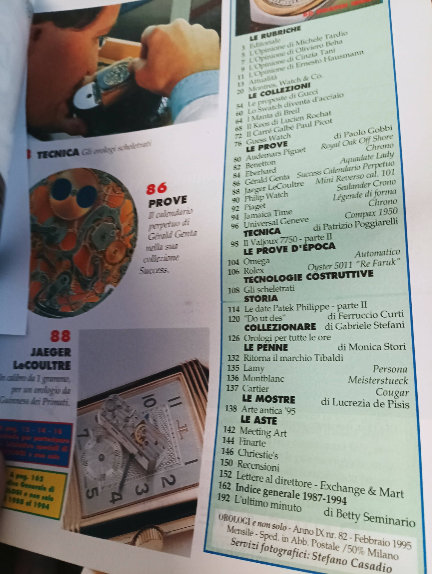 Rivista vintage orologi e non solo numero 82 del Febbraio 1995 con 192 pagine.