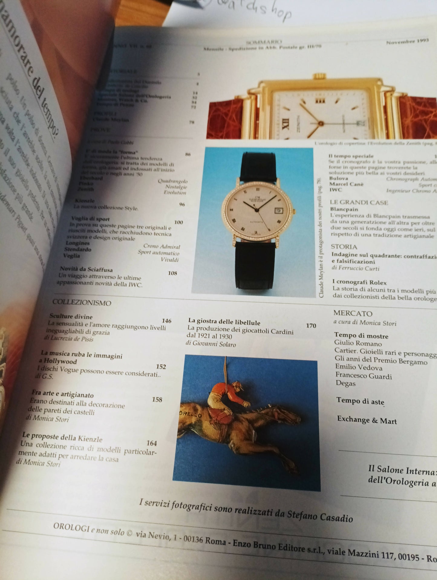 Rivista vintage orologi e non solo numero 68 del novembre 1993 con 192 pagine più copertina.