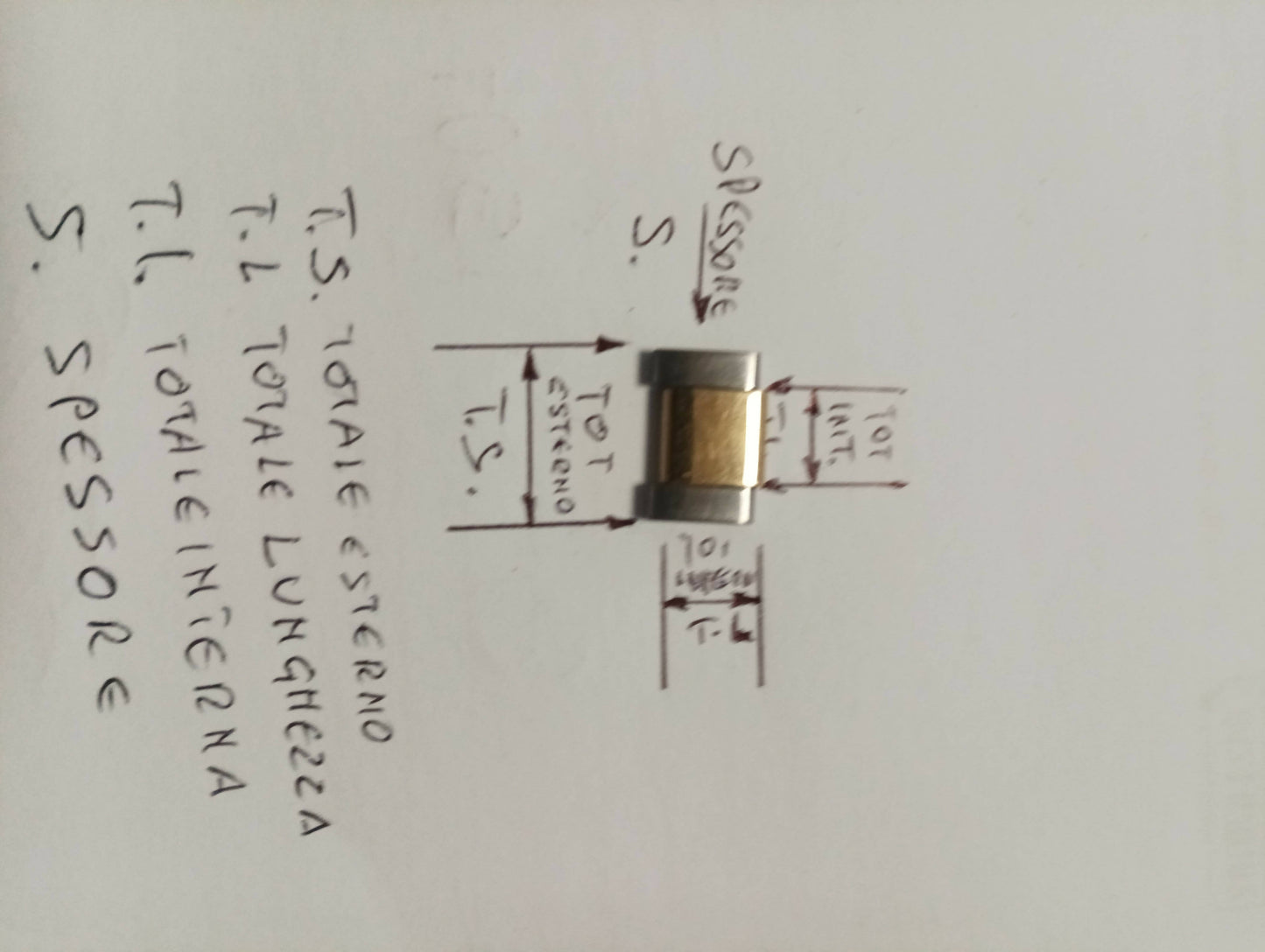 Maglia aggiuntiva per bracciale color acciaio e oro delle dimensioni di larghezza totale 15,81 m.m. larghezza interna 8,84 spessore 3,1 lunghezza segmento di maglia 10,2m.m.