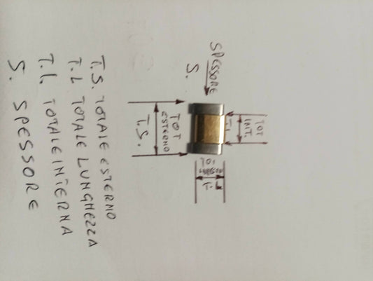 Maglia aggiuntiva per bracciale color acciaio e oro delle dimensioni di larghezza totale 15,81 m.m. larghezza interna 8,84 spessore 3,1 lunghezza segmento di maglia 10,2m.m.