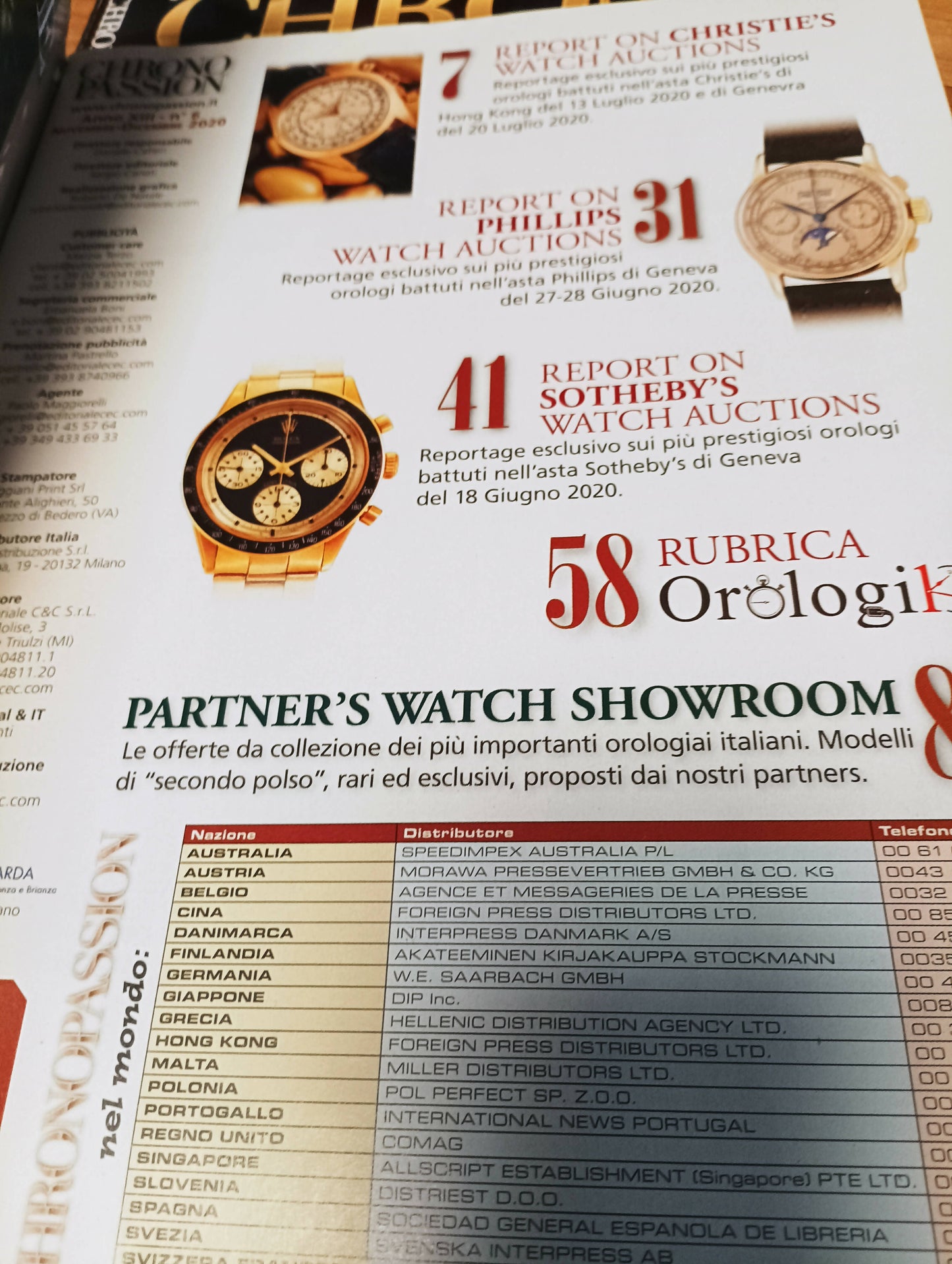 Rivista vintage orologi Chrono Passion n.6 del Ottobre 2020 con 98 pagine.