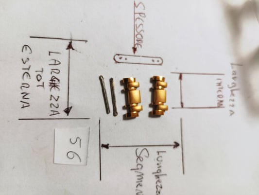 Maglia aggiuntiva per bracciale color oro delle dimensioni di 15,90 m.m larghezza totale, minima 7,42 m.m. spessore 2,60 m.m. larghezza segmento 5,22 m.m.