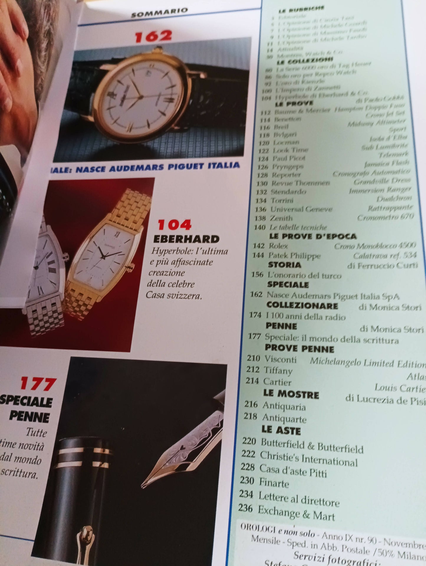 Rivista vintage orologi e non solo n90 del novembre 1995 ,con 240 pagine.