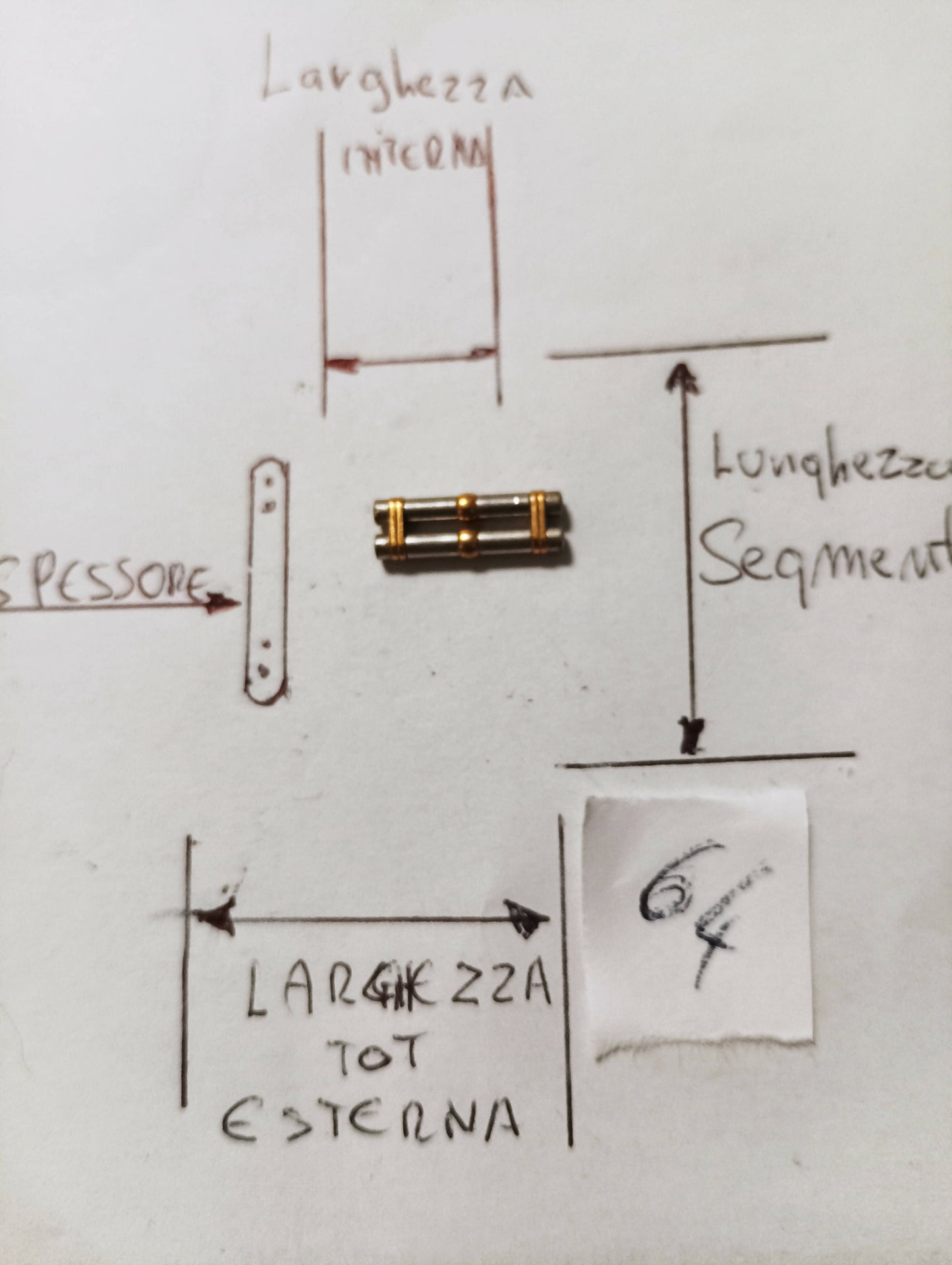 Maglia aggiuntiva per bracciale color acciaio e oro delle dimensioni di 16 m.m. e diametro 2,19 m.m.